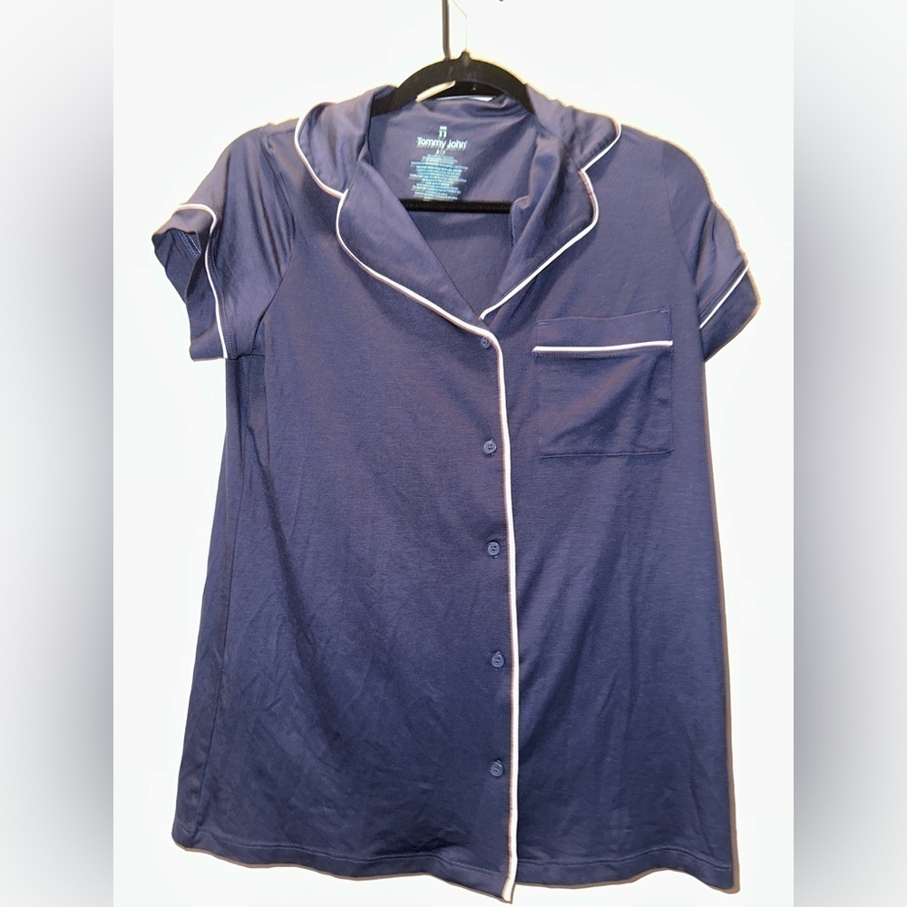 NWOT Tommy John navy button up pajama top S soft comfy sleepwear